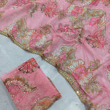 Beautiful Floral Print Silk Saree