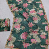 Beautiful Floral Print Silk Saree
