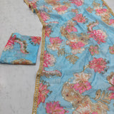 Beautiful Floral Print Silk Saree