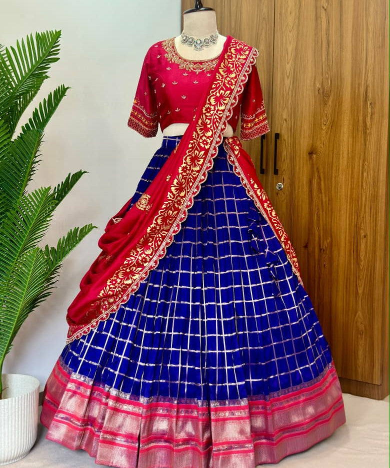 South Indian Vichitra Silk Lehenga