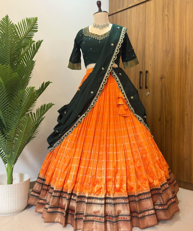 South Indian Vichitra Silk Lehenga