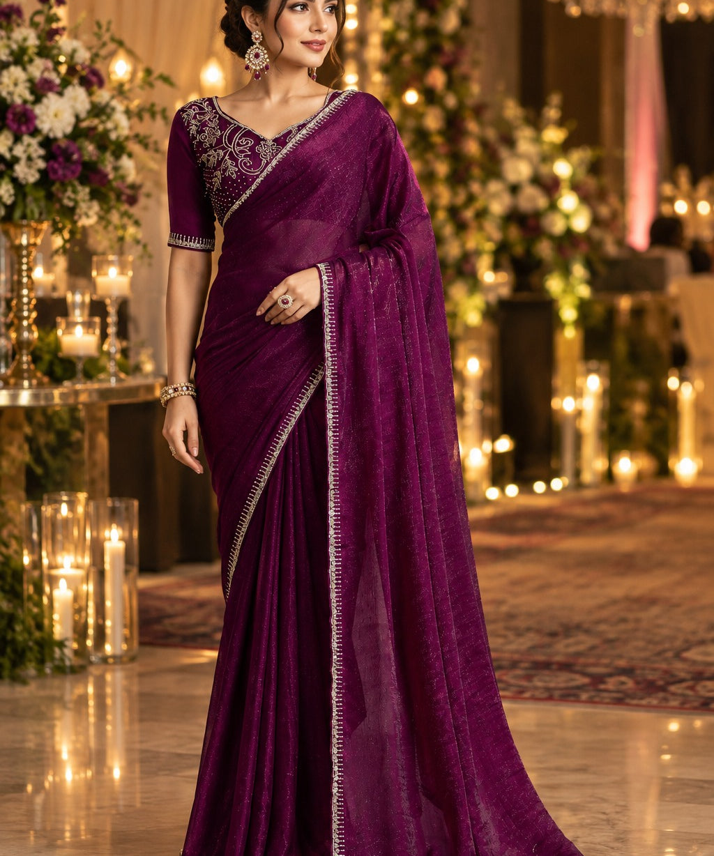Festive Blooming Fendy Chiffon Saree