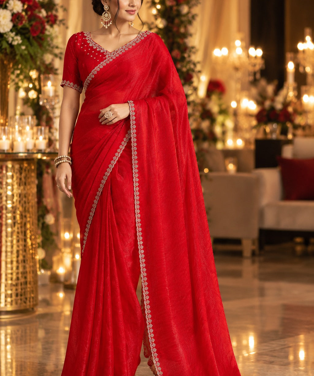 Festive Blooming Fendy Chiffon Saree