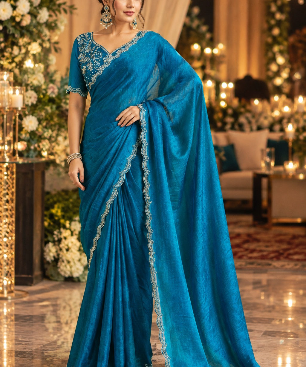 Festive Blooming Fendy Chiffon Saree