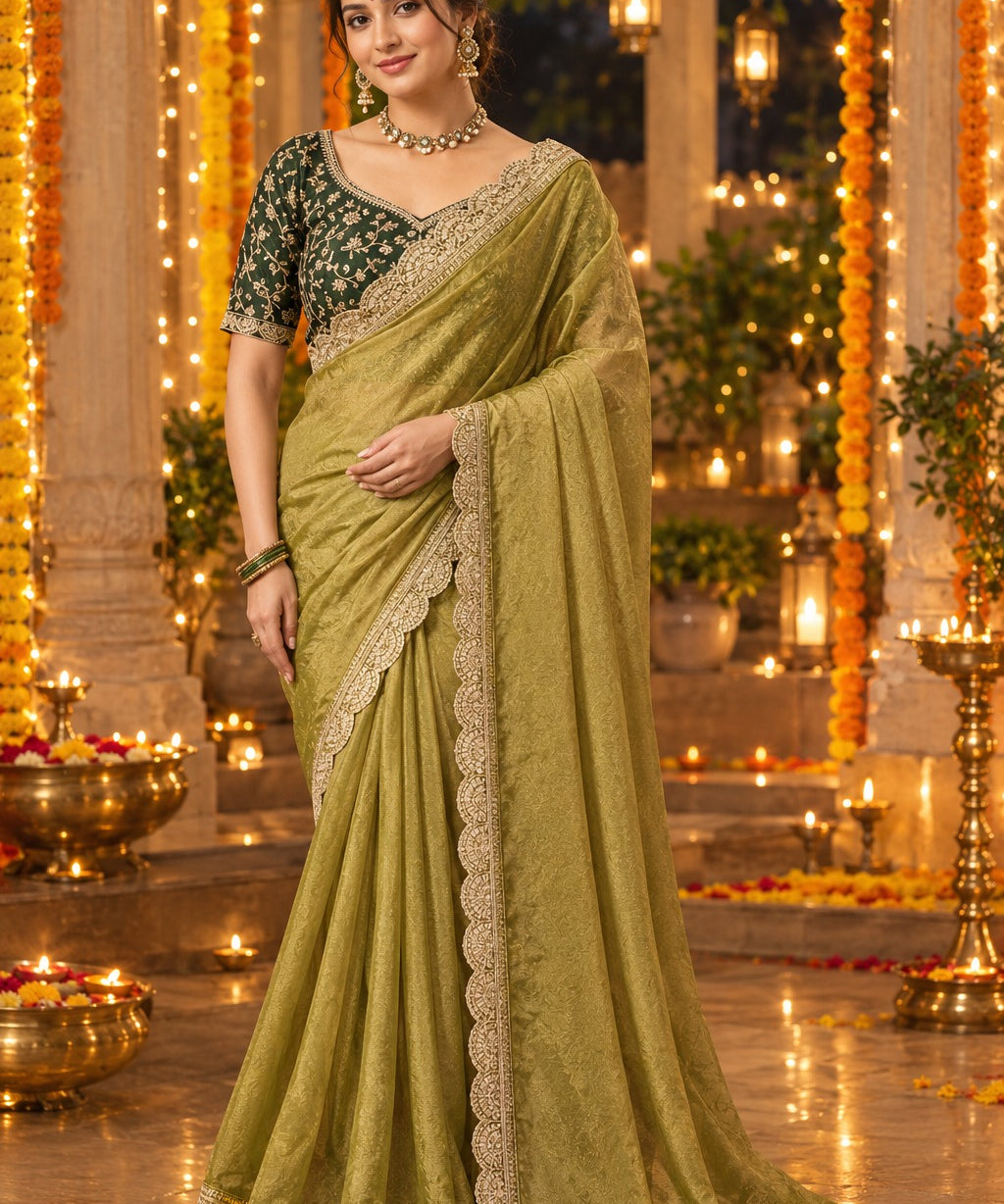 Elegance Nc moss Silk Saree