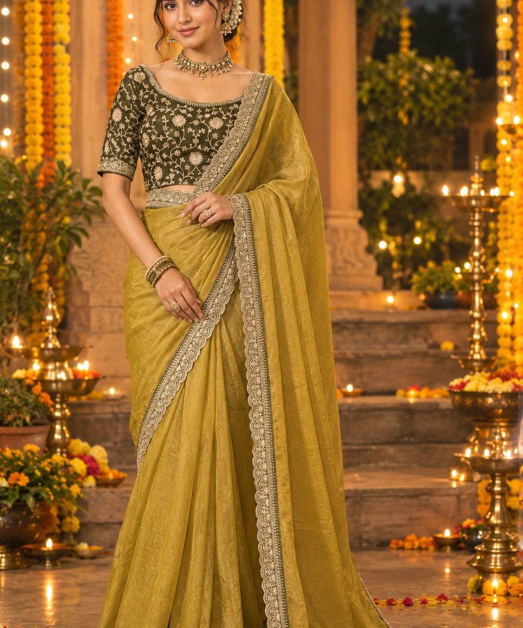 Elegance Nc moss Silk Saree