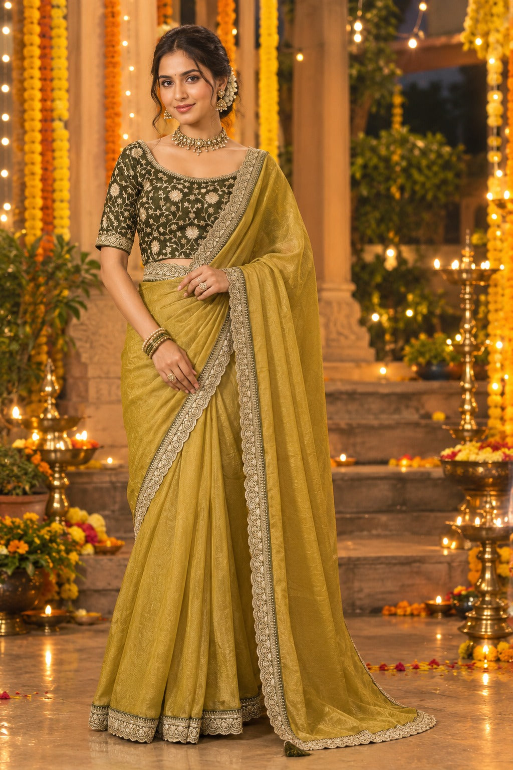Elegance Nc moss Silk Saree