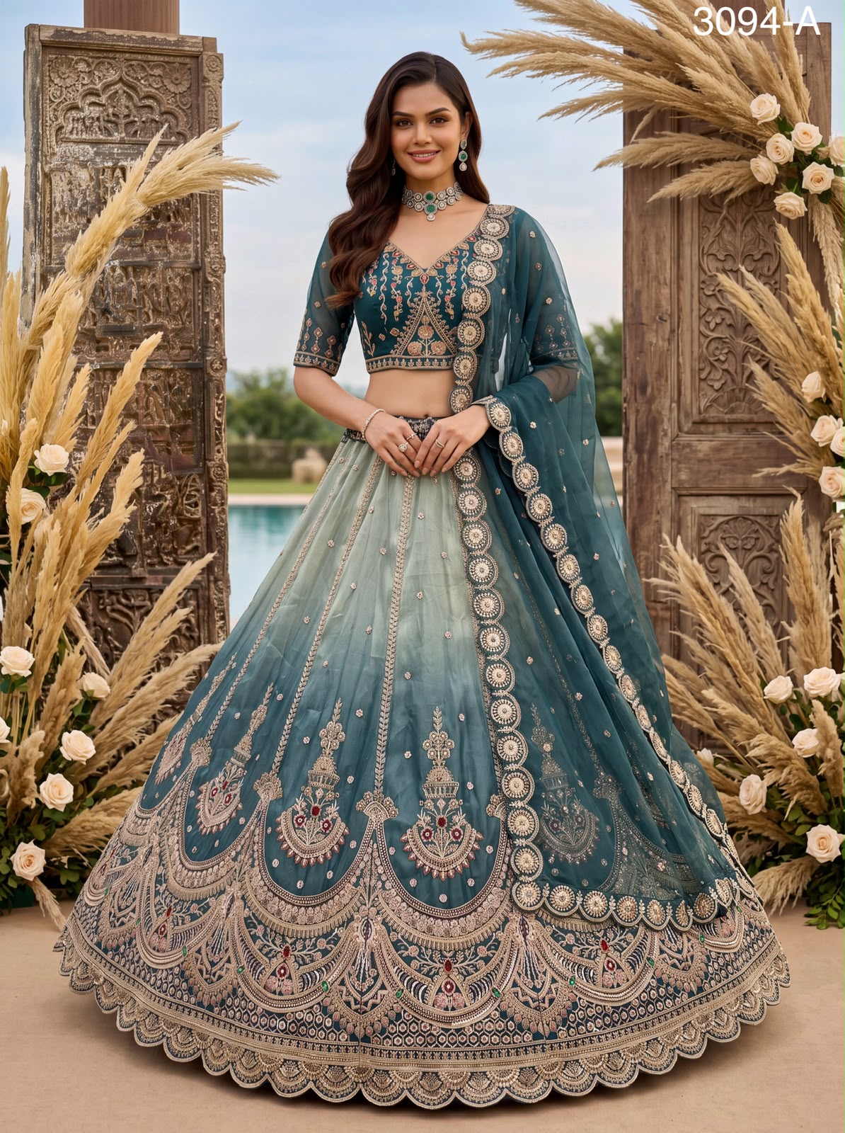 Astonishing Art Of Work Shaded Lehenga