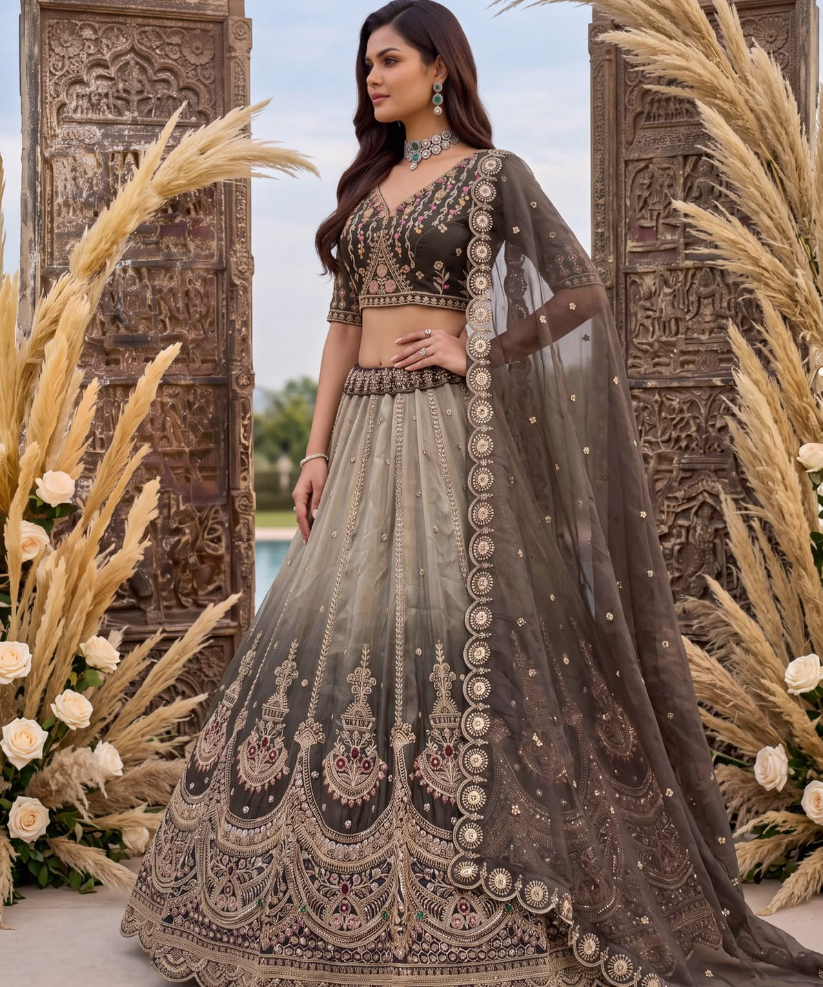 Astonishing Art Of Work Shaded Lehenga
