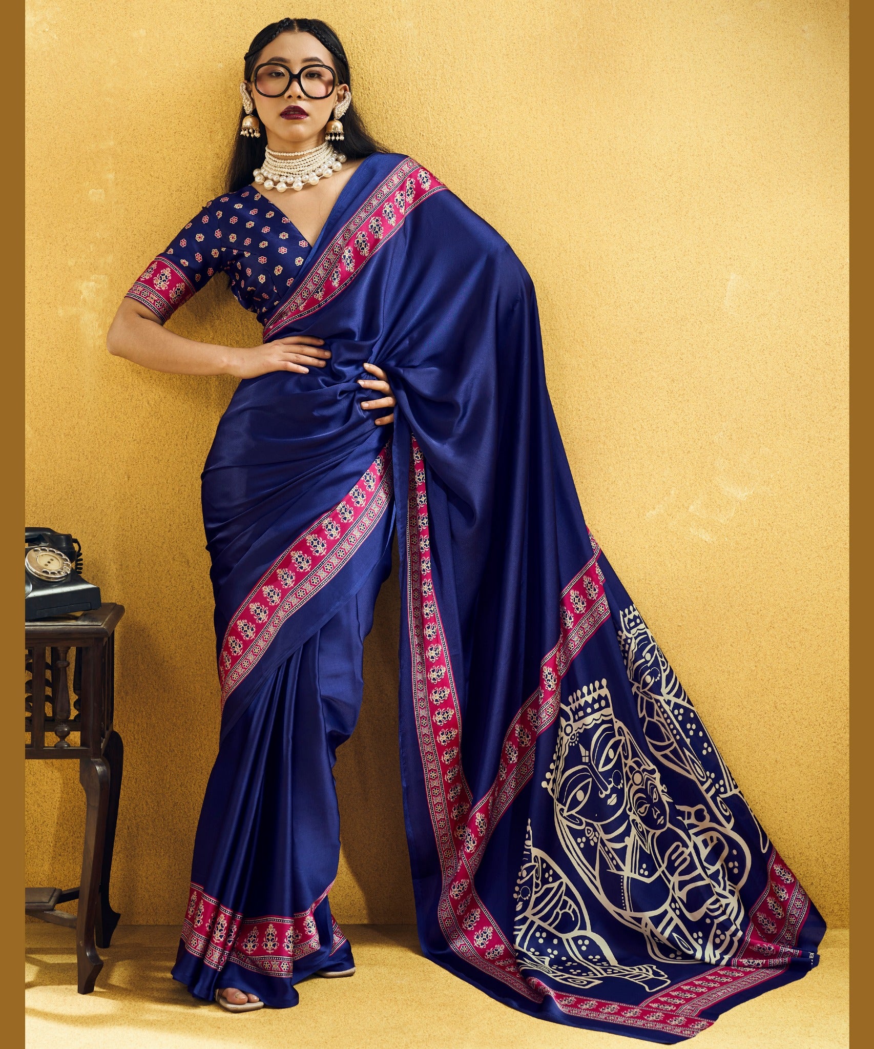 Traditional Pure Ajrakh Saree