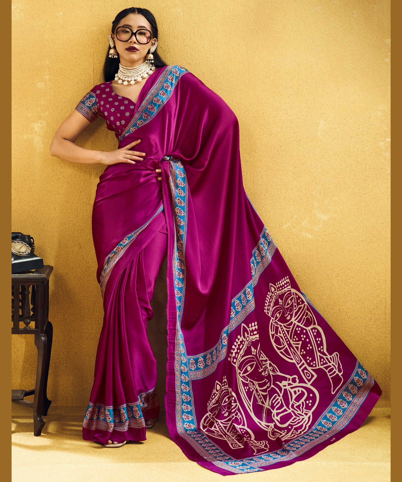 Traditional Pure Ajrakh Saree