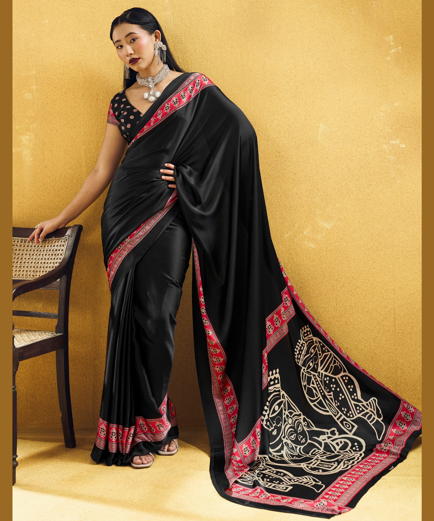 Traditional Pure Ajrakh Saree