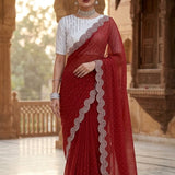Kavya Georgette Sworvski Diamond Saree