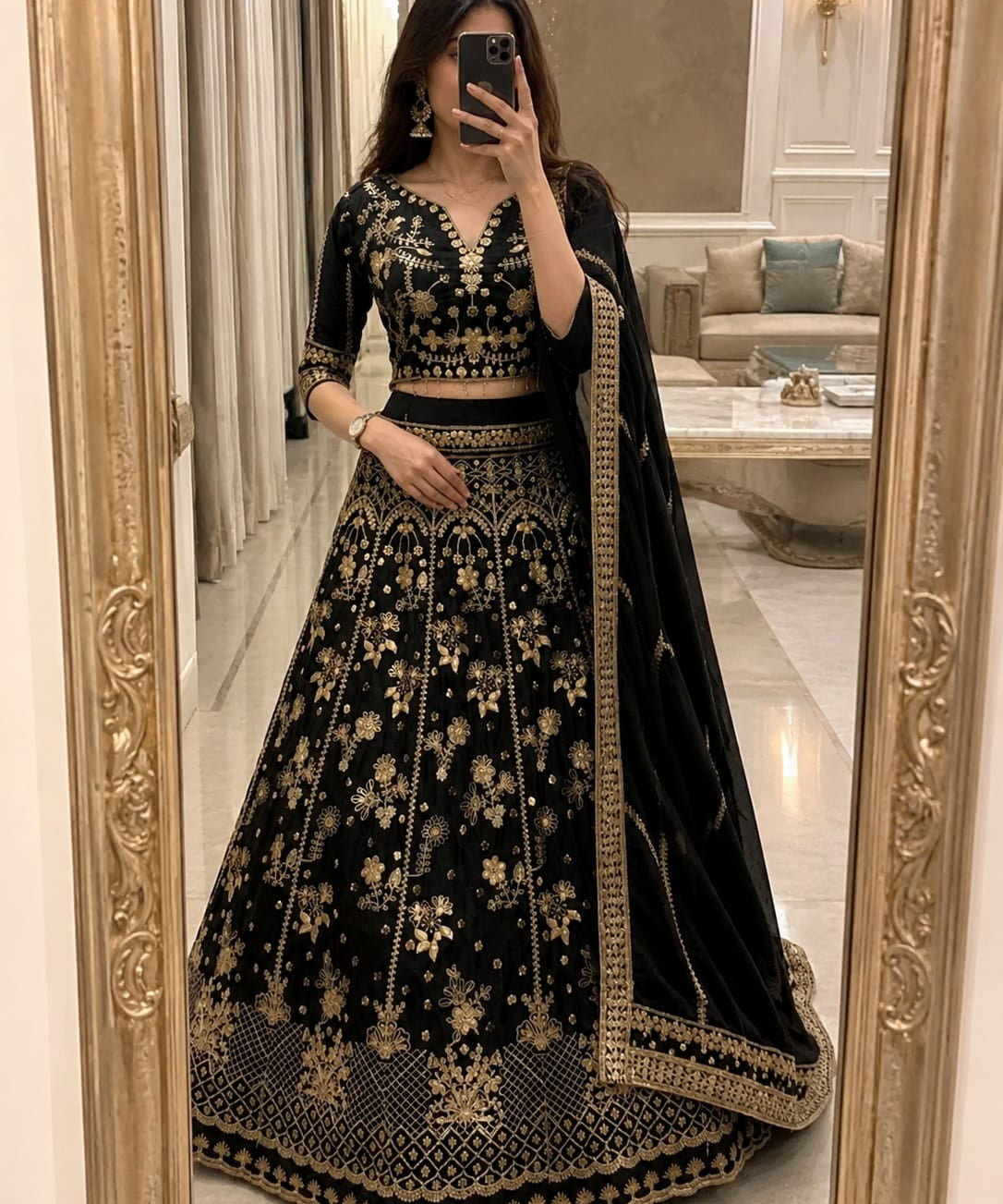 Most Beautiful Black Silk Lehenga