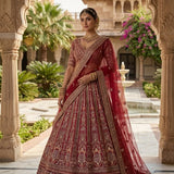 Gorgeous Red Embroidered Bridal Lehenga