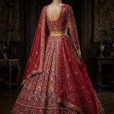 Gorgeous Red Embroidered Bridal Lehenga