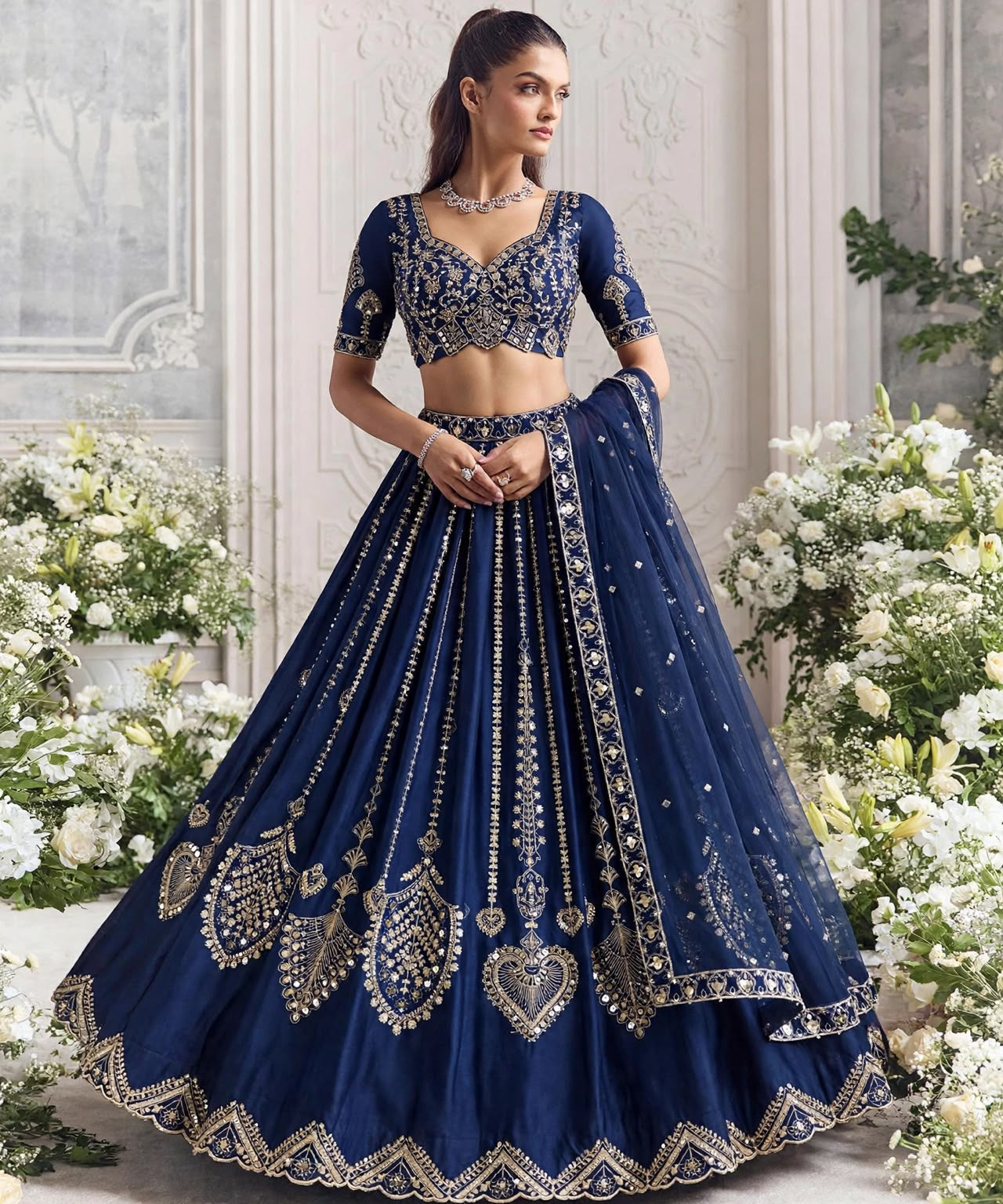 Dazzling Blue Silk Lehenga Choli