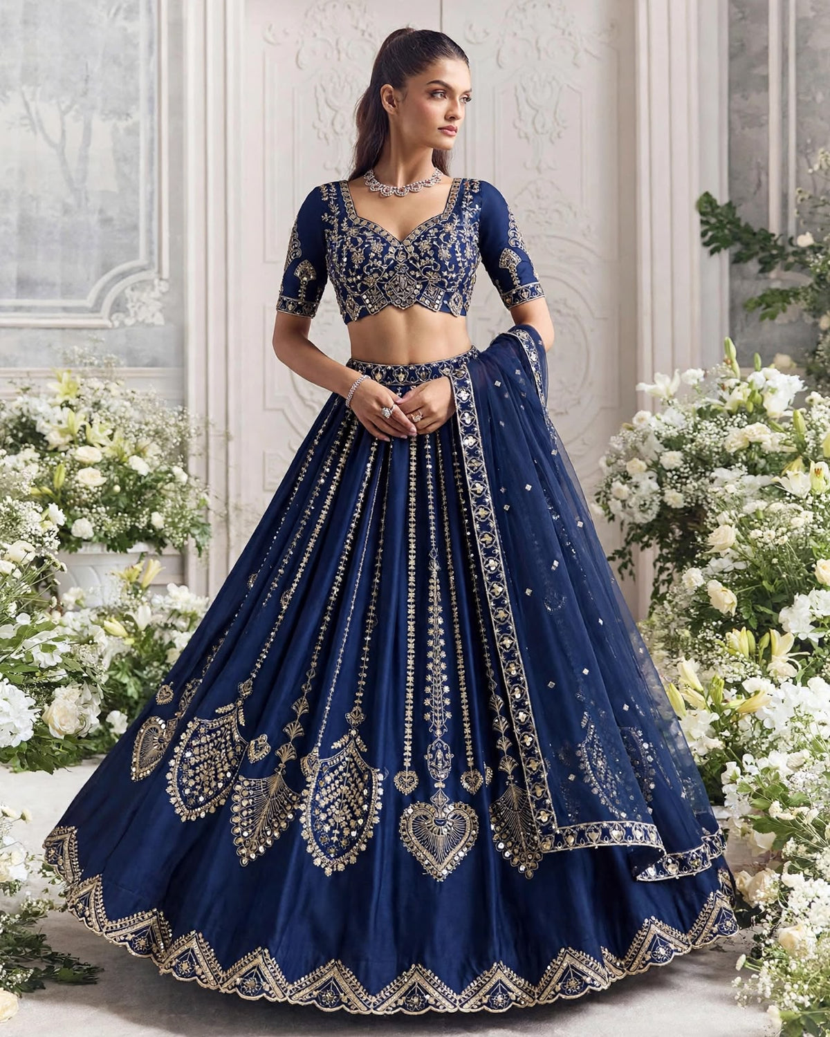 Dazzling Blue Silk Lehenga Choli