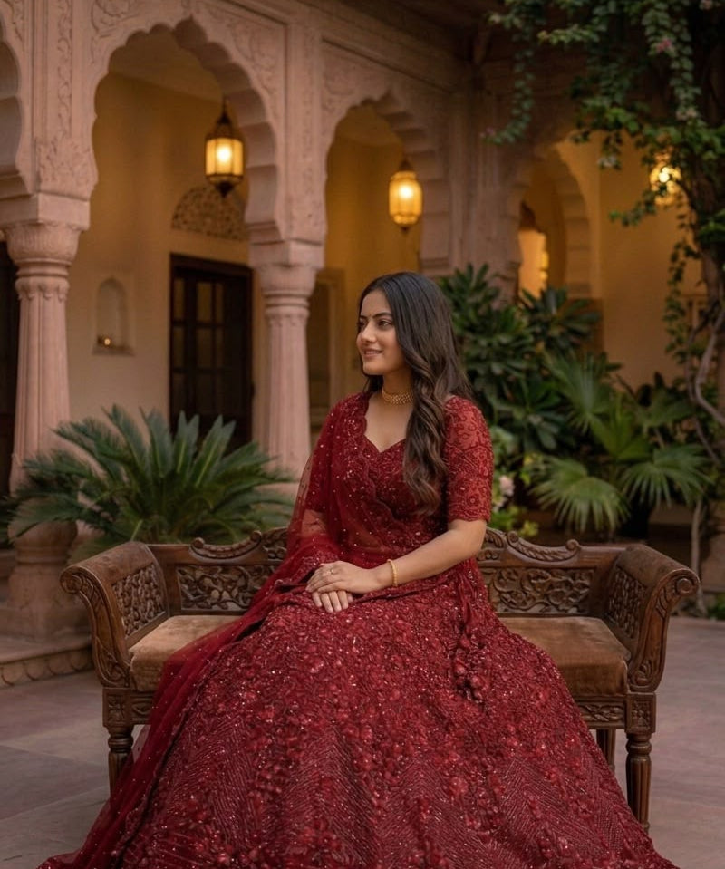 Radiant Thread Embroidered Bridal Lehenga