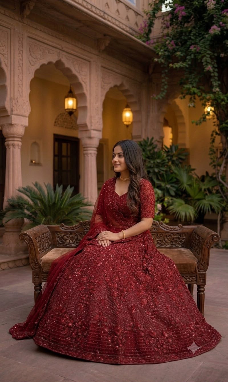 Radiant Thread Embroidered Bridal Lehenga