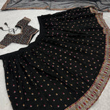 Black Traditional Gamthi Silk Lehenga
