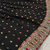 Black Traditional Gamthi Silk Lehenga