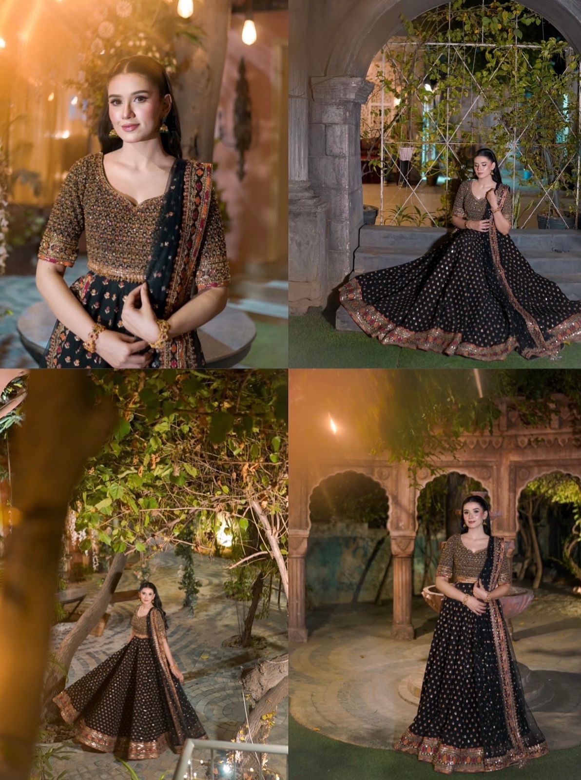 Black Traditional Gamthi Silk Lehenga