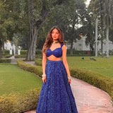 Bluish Light Up Sequence Work Lehenga