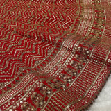 Vibrant Red Silk Embroidered Wedding Lehenga