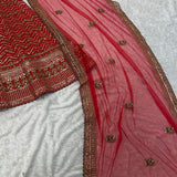 Vibrant Red Silk Embroidered Wedding Lehenga