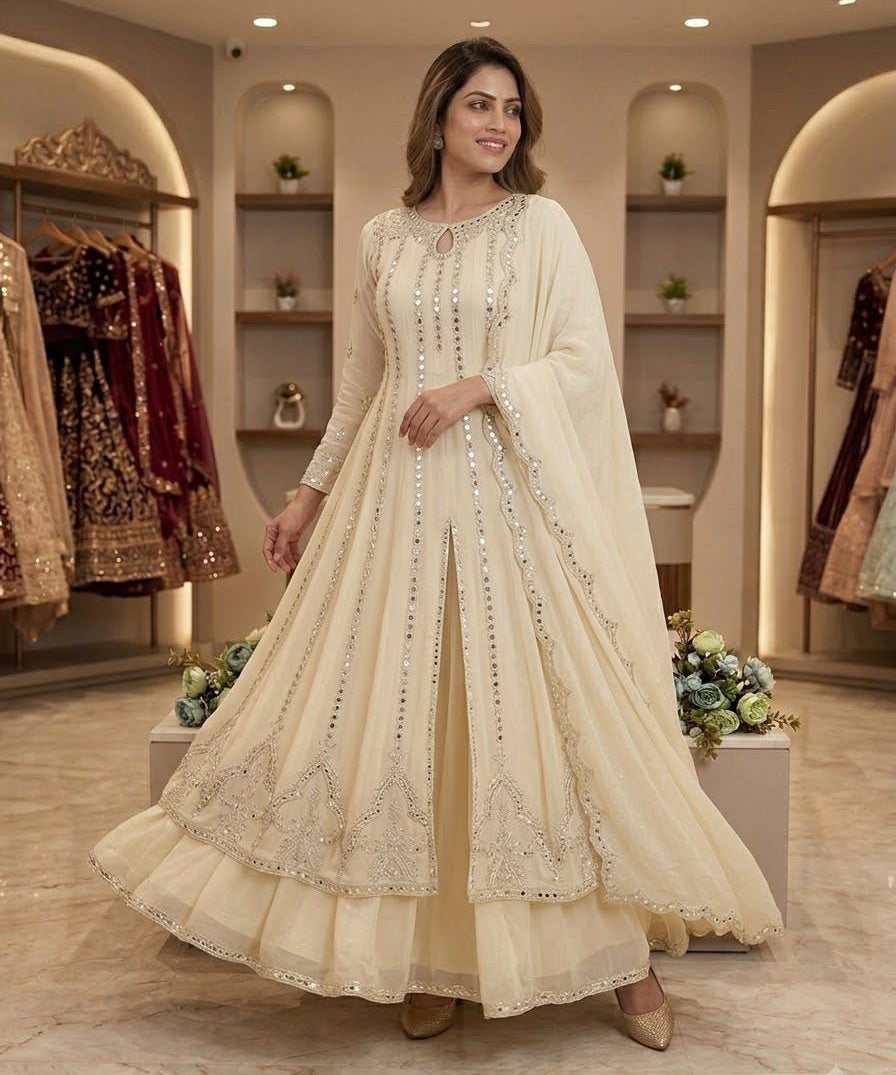 Festive Mirror Work Anarkali Gown