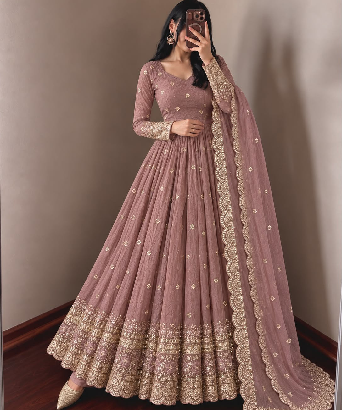 Exclusive Designer Cruch silk Gown