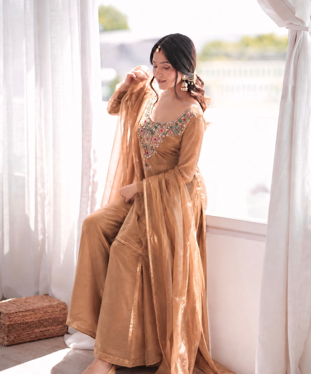 Presenting Pure Salsa Silk Top Plazzo