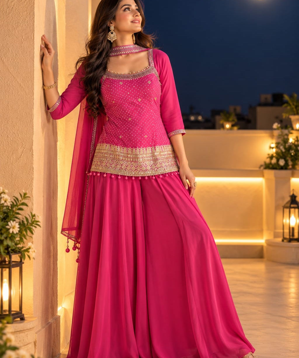 Exclusive Pink Bandhej Print Suit