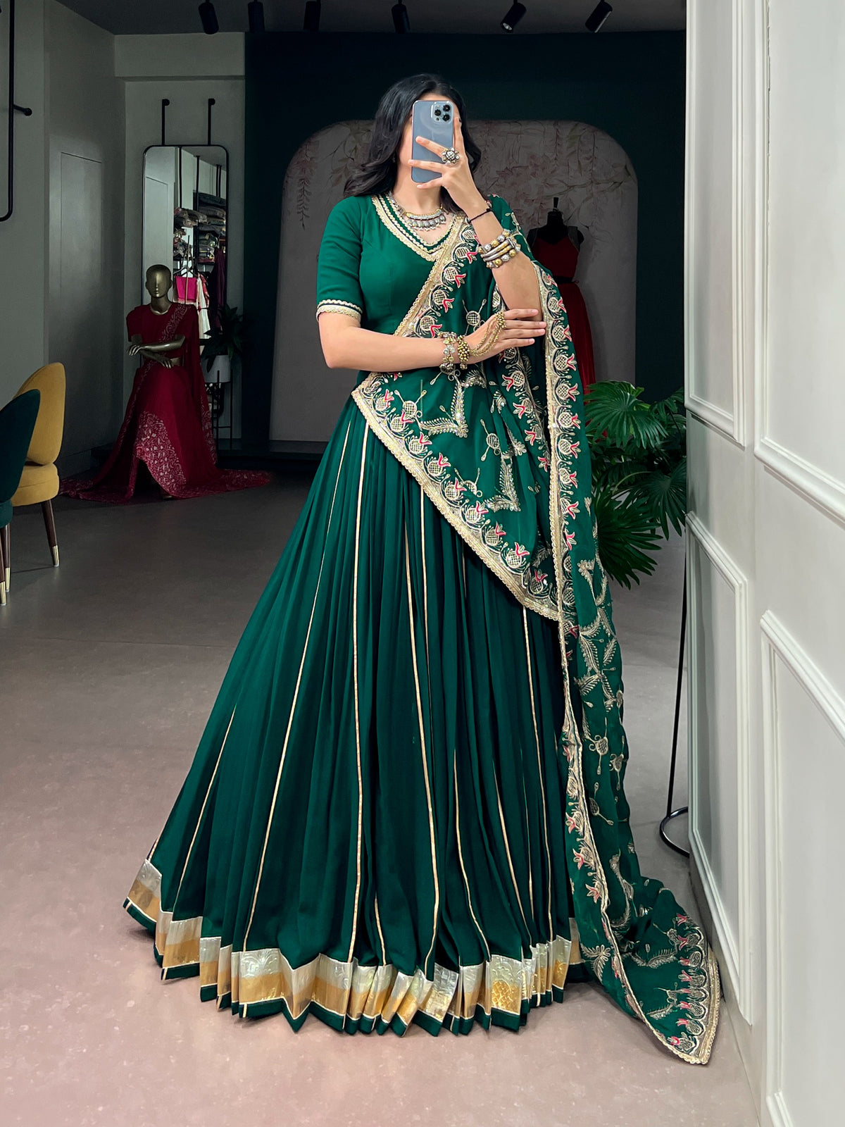 Dark Green Georgette Lehenga Choli