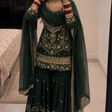 Classic Pakistani Embroidered Top Sharara