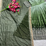 Designer Chinon Silk Anarkali Suit
