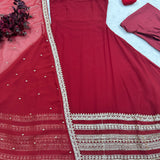 Luxury Red Georgette Gown