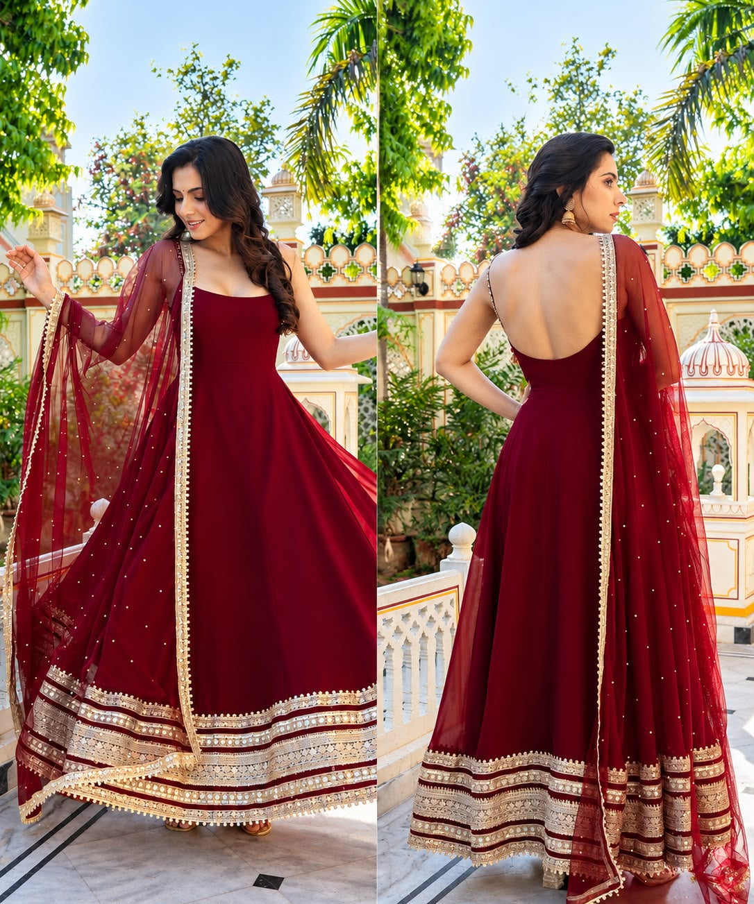 Luxury Red Georgette Gown