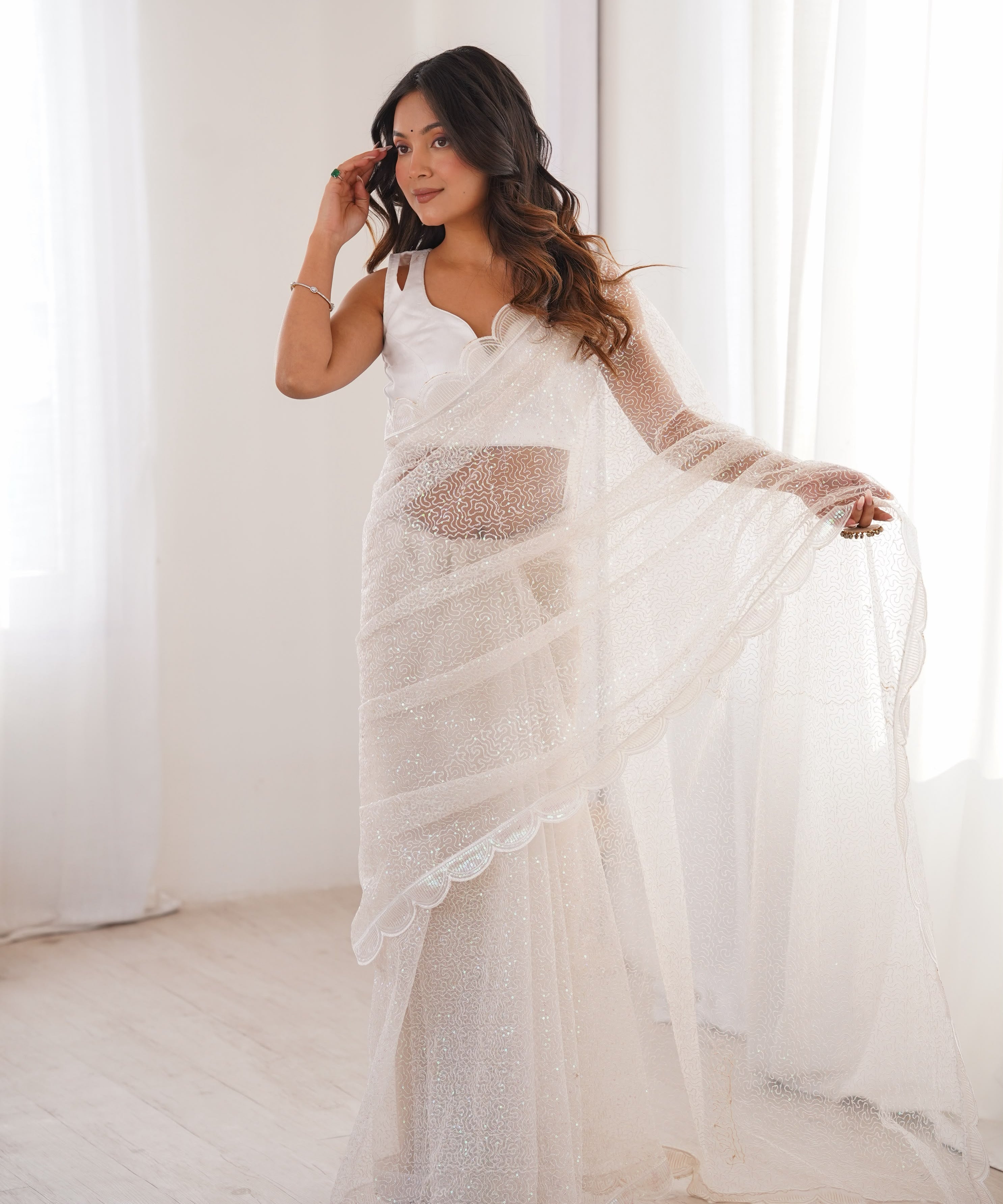 Shine Heavy Soft Sequence Saree