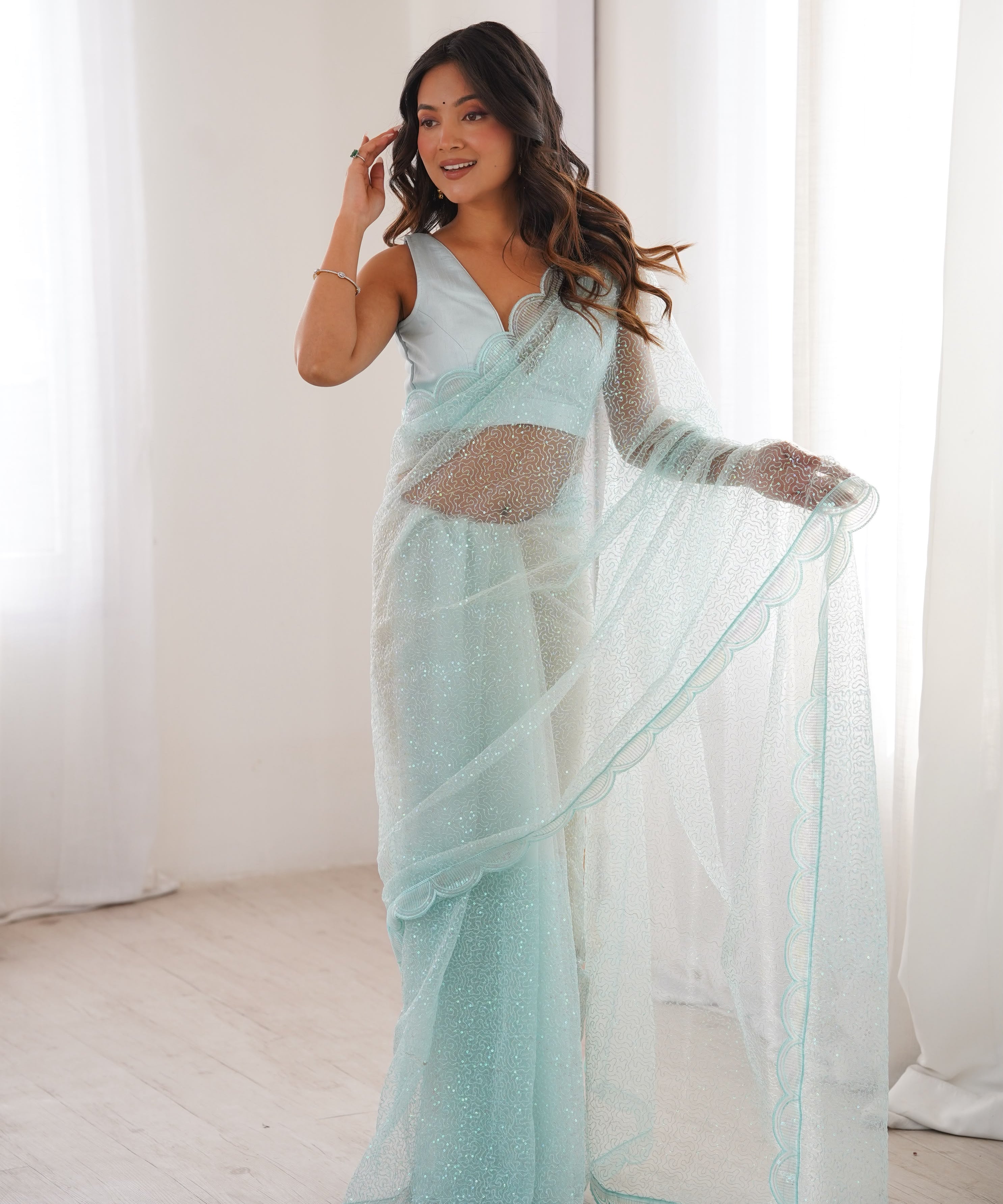 Shine Heavy Soft Sequence Saree