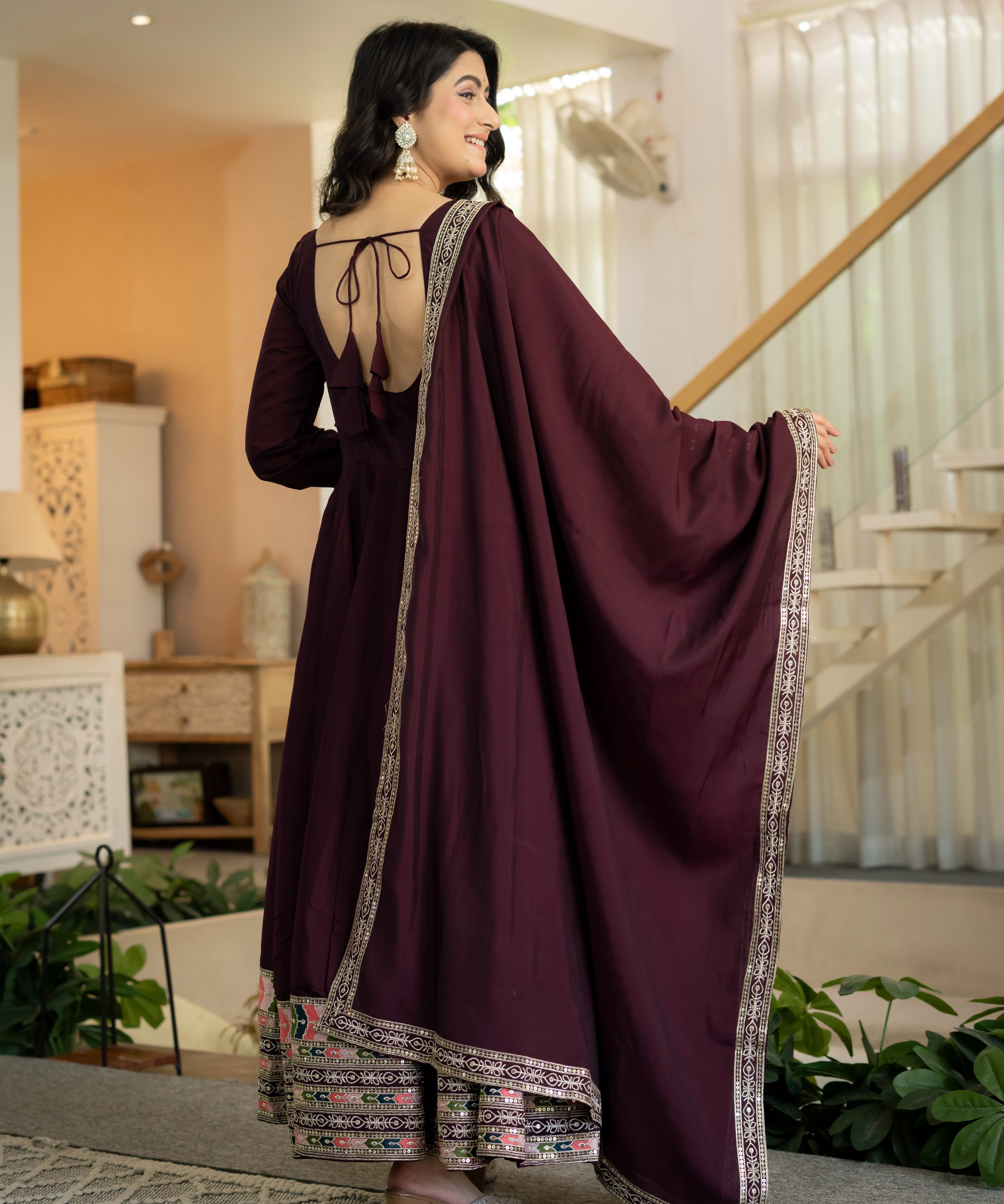 Designer Roman Silk Anarkali Suit