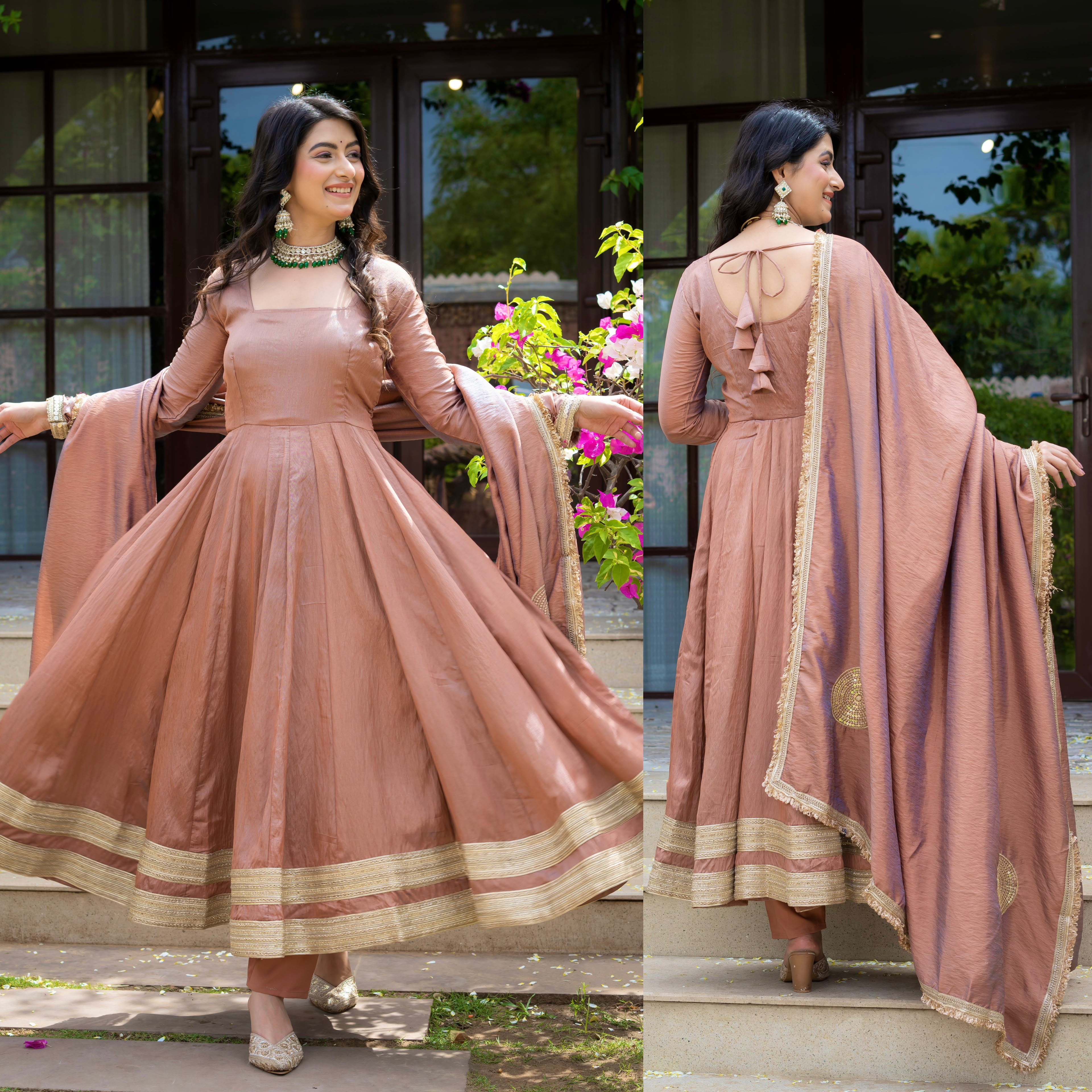 Classic Vichitra Silk Anarkali Suit
