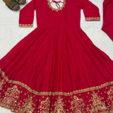 Reddish Rangoli Silk Anarkali Suit