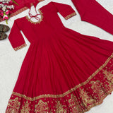 Reddish Rangoli Silk Anarkali Suit