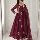 Wine Classy Look Aline Kurti