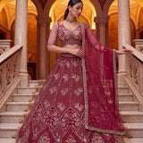 Royal Wedding Net Beads Work Lehenga