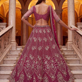 Royal Wedding Net Beads Work Lehenga