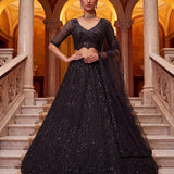 Royal Wedding Net Beads Work Lehenga