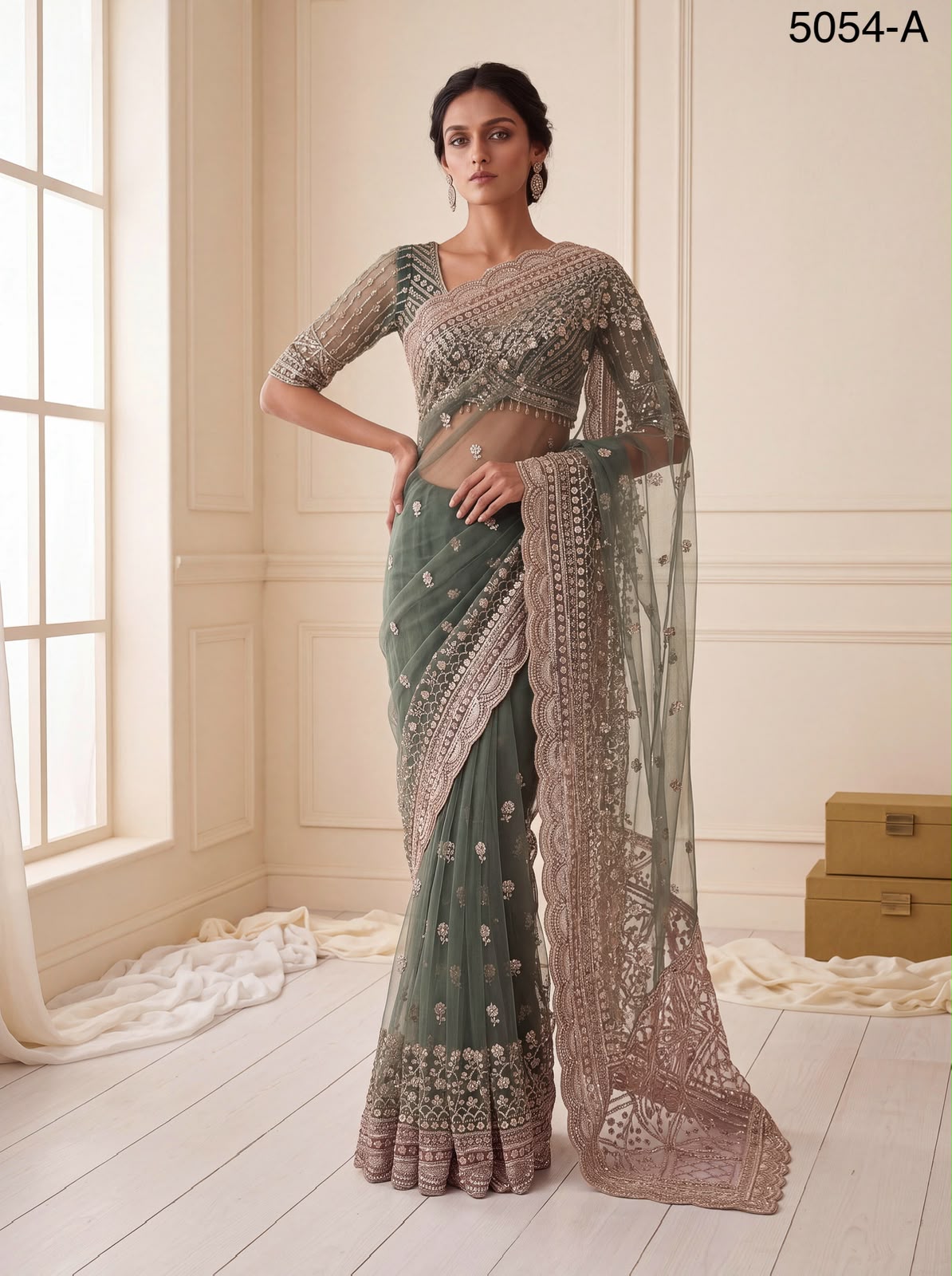 Luxurious Net Handwork Saree